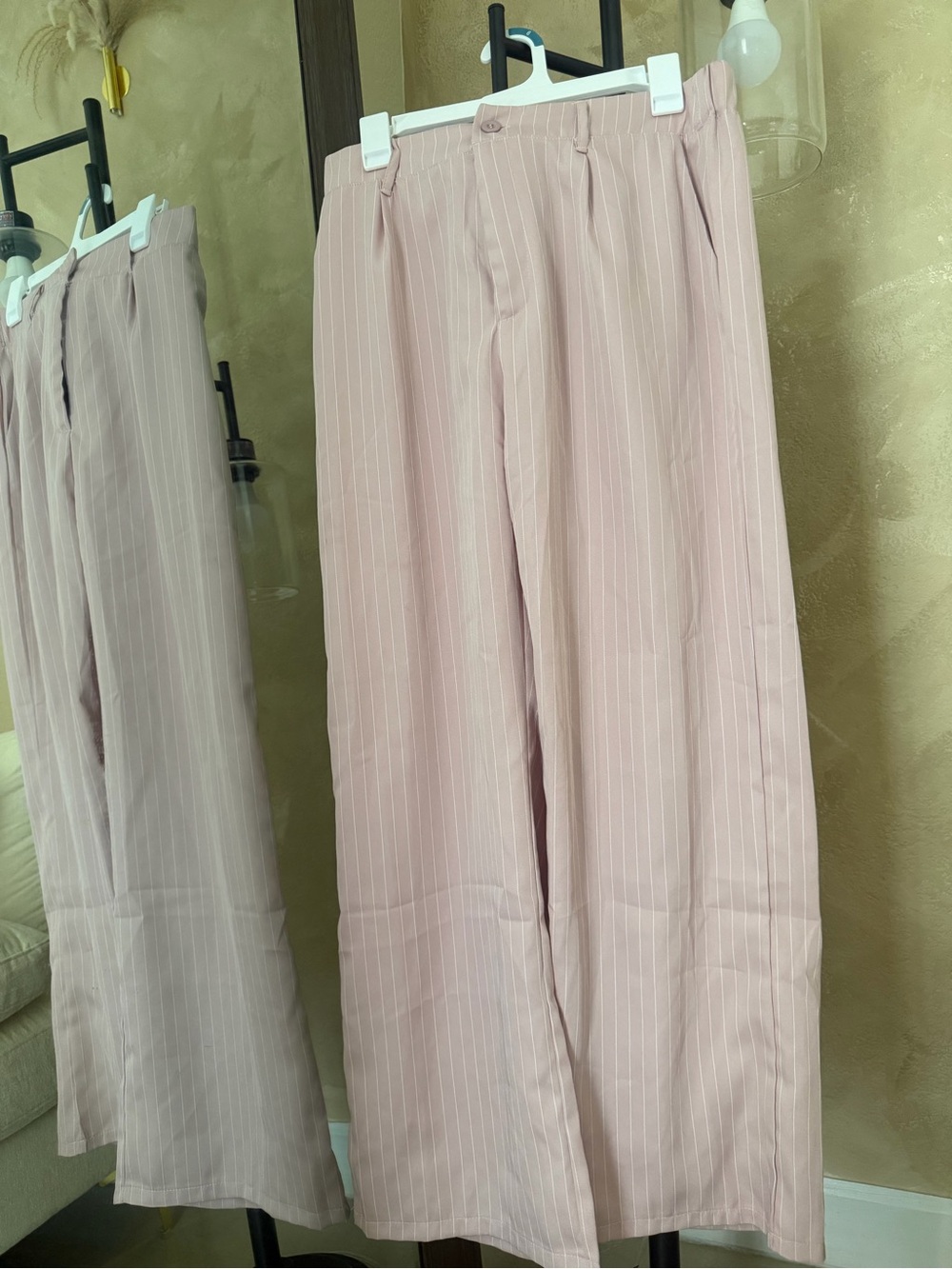 SHEIN Blush Pinstripe Wide-Leg Trousers
